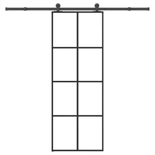 Ușă glisantă cu set feronerie, 76x205 cm, sticlă ESG/aluminiu