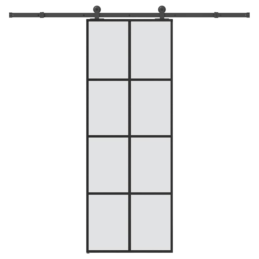 Ușă glisantă cu set feronerie, 76x205 cm, sticlă ESG/aluminiu