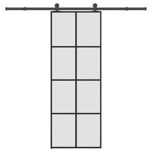 Ușă glisantă cu set feronerie, 76x205 cm, sticlă ESG/aluminiu