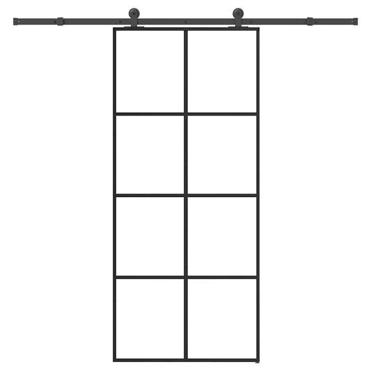 Ușă glisantă cu set feronerie, 90x205 cm, sticlă ESG/aluminiu