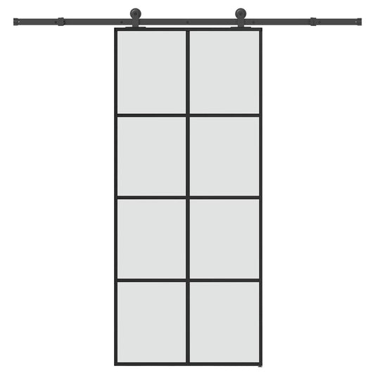 Ușă glisantă cu set feronerie, 90x205 cm, sticlă ESG/aluminiu