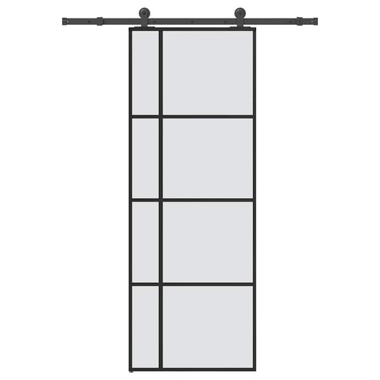 Ușă glisantă cu set feronerie, 76x205 cm, sticlă ESG/aluminiu