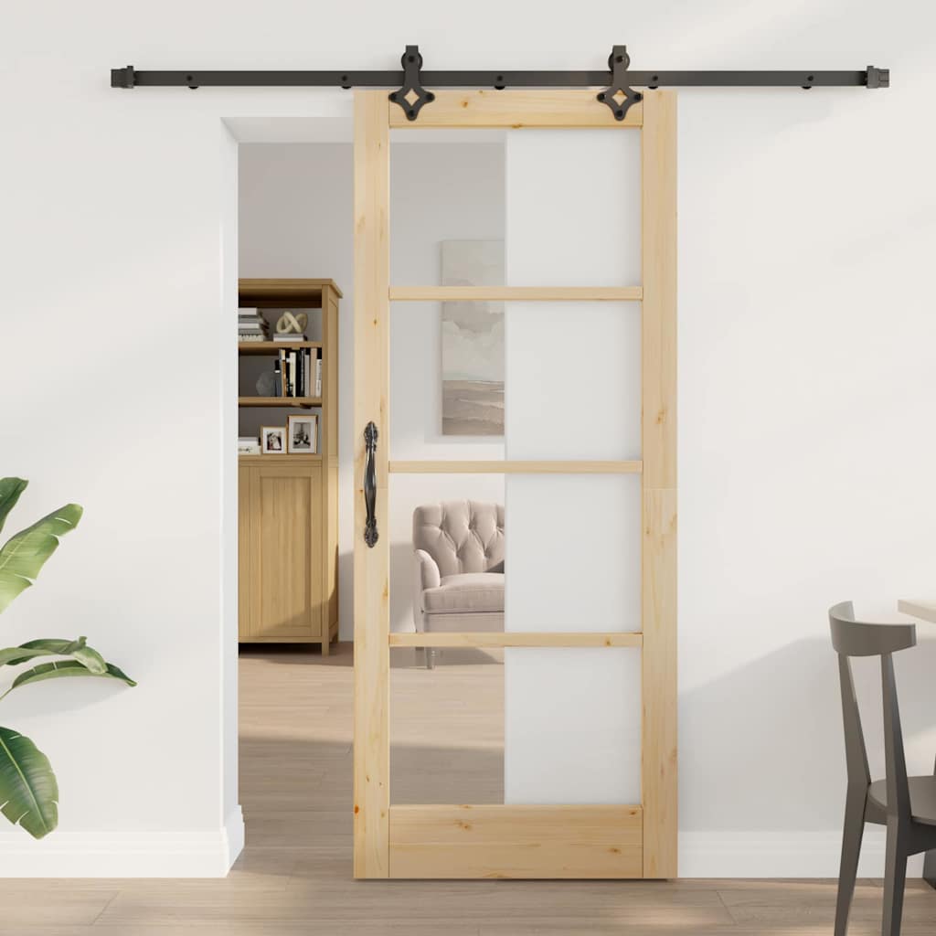 Ușă glisantă ORKDAL Natural și Negru 83 x 202 cm