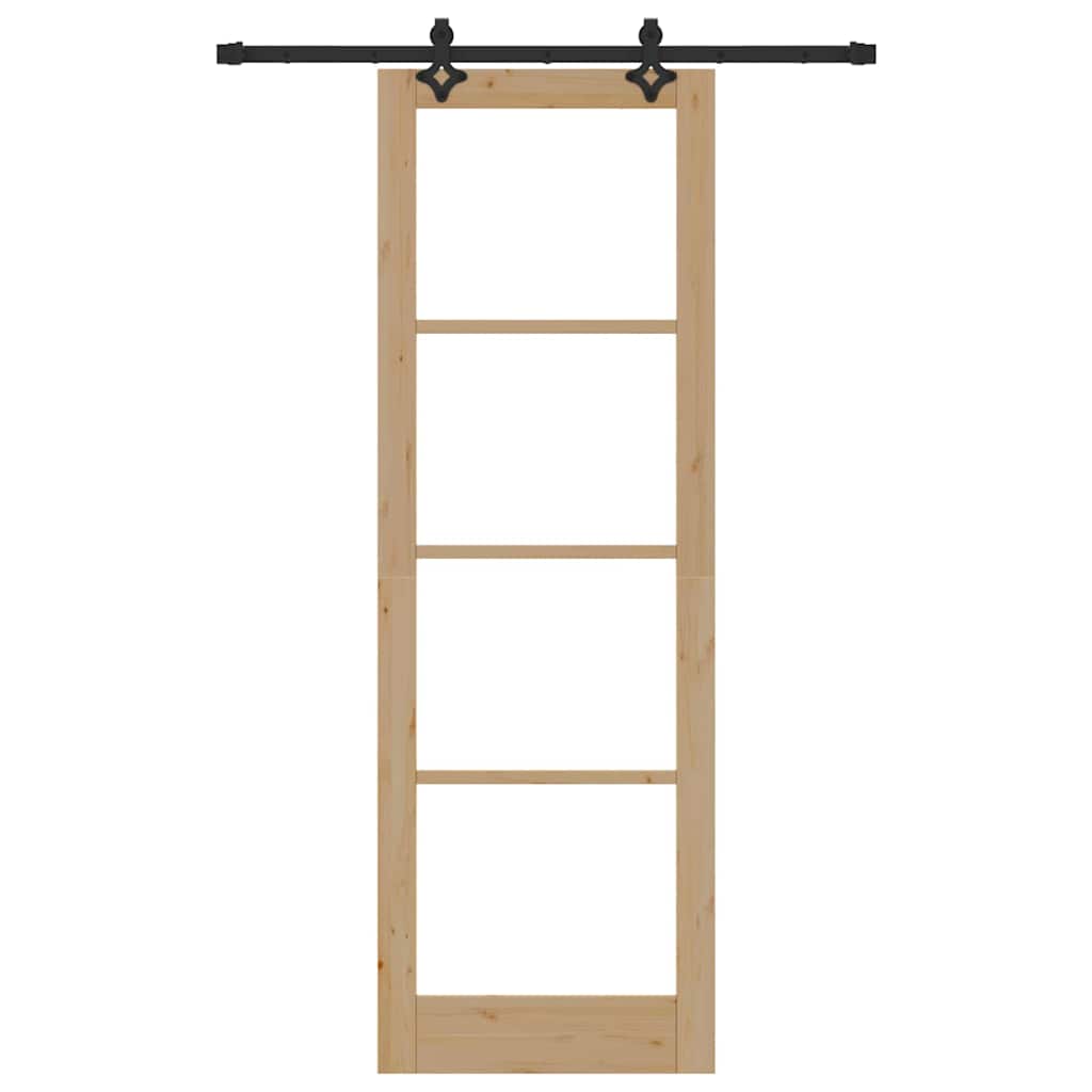 Ușă glisantă natural 78 x 232 cm Lemn masiv de pin și sticlă