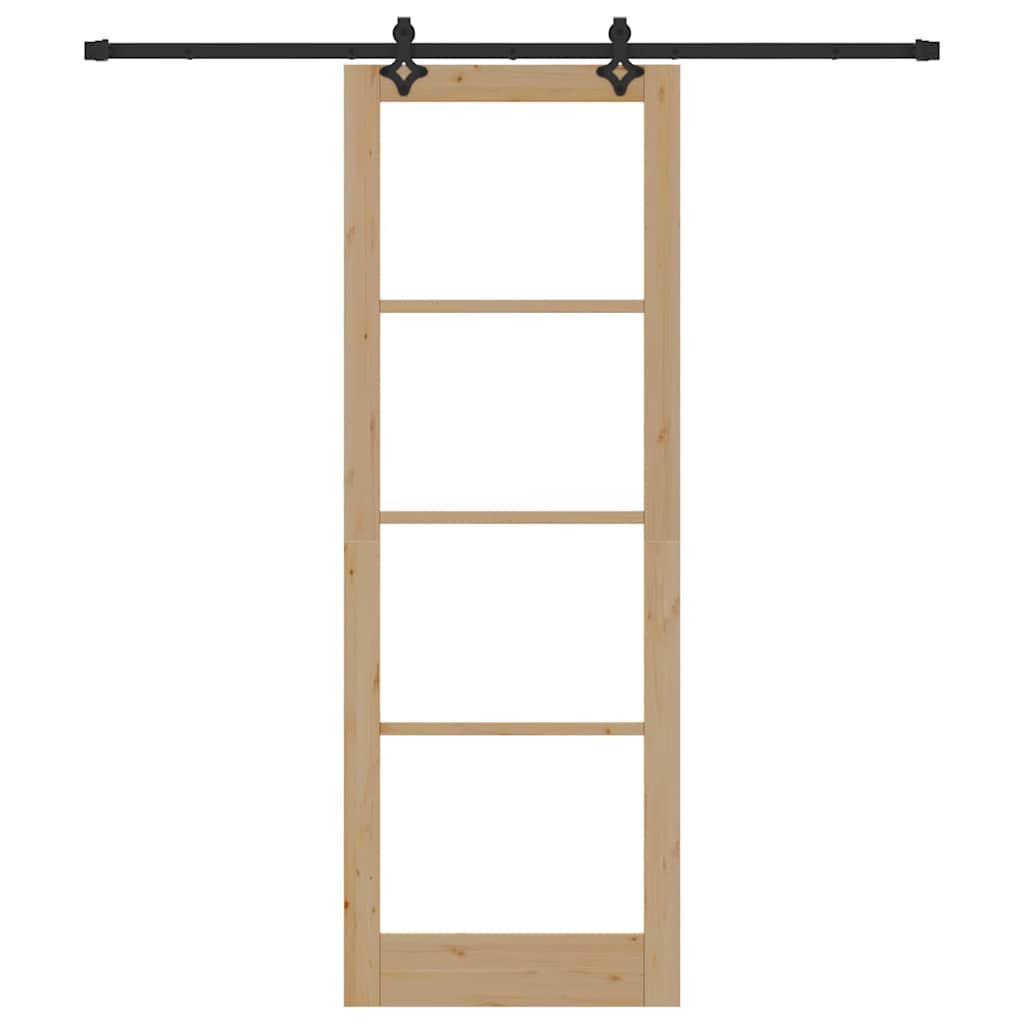 Ușă glisantă natural 83 x 232 cm Lemn masiv de pin și sticlă