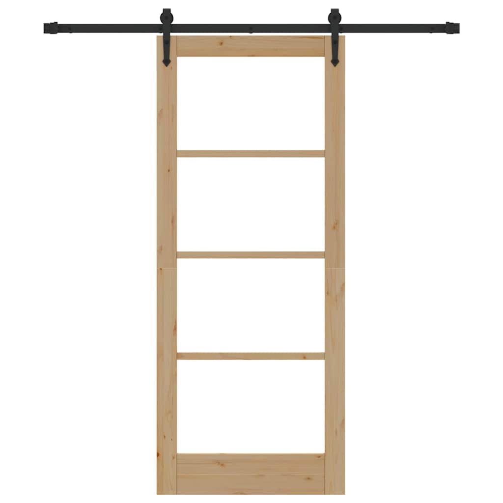 Ușă glisantă natural 83 x 202 cm Lemn masiv de pin și sticlă