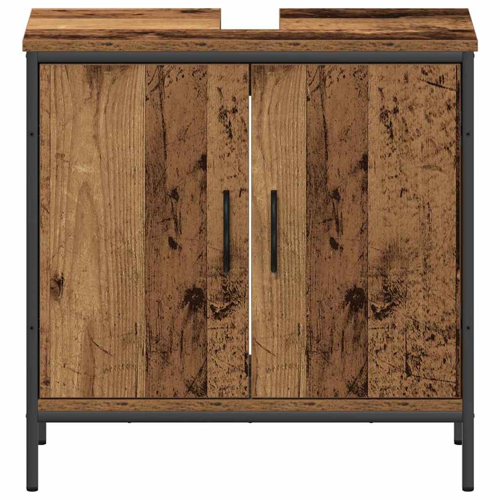 Set de mobilier pentru baie cu raft 2 pcs Maro Lemn compozit