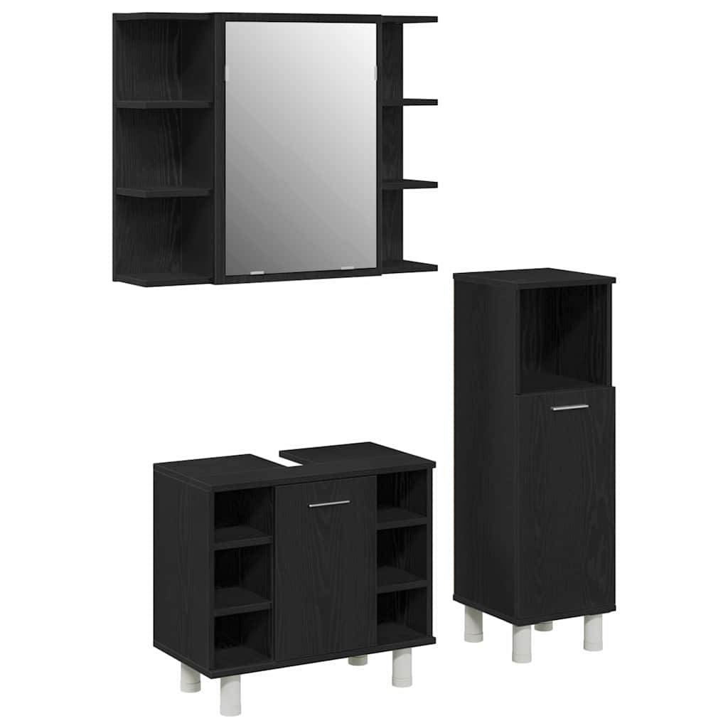 Set de mobilier pentru baie 3 pcs Negru 30 x 30 x 99,5 cm