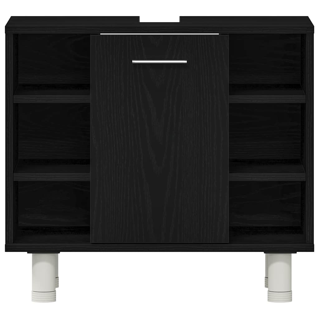 Set de mobilier pentru baie 3 pcs Negru 30 x 30 x 179,5 cm