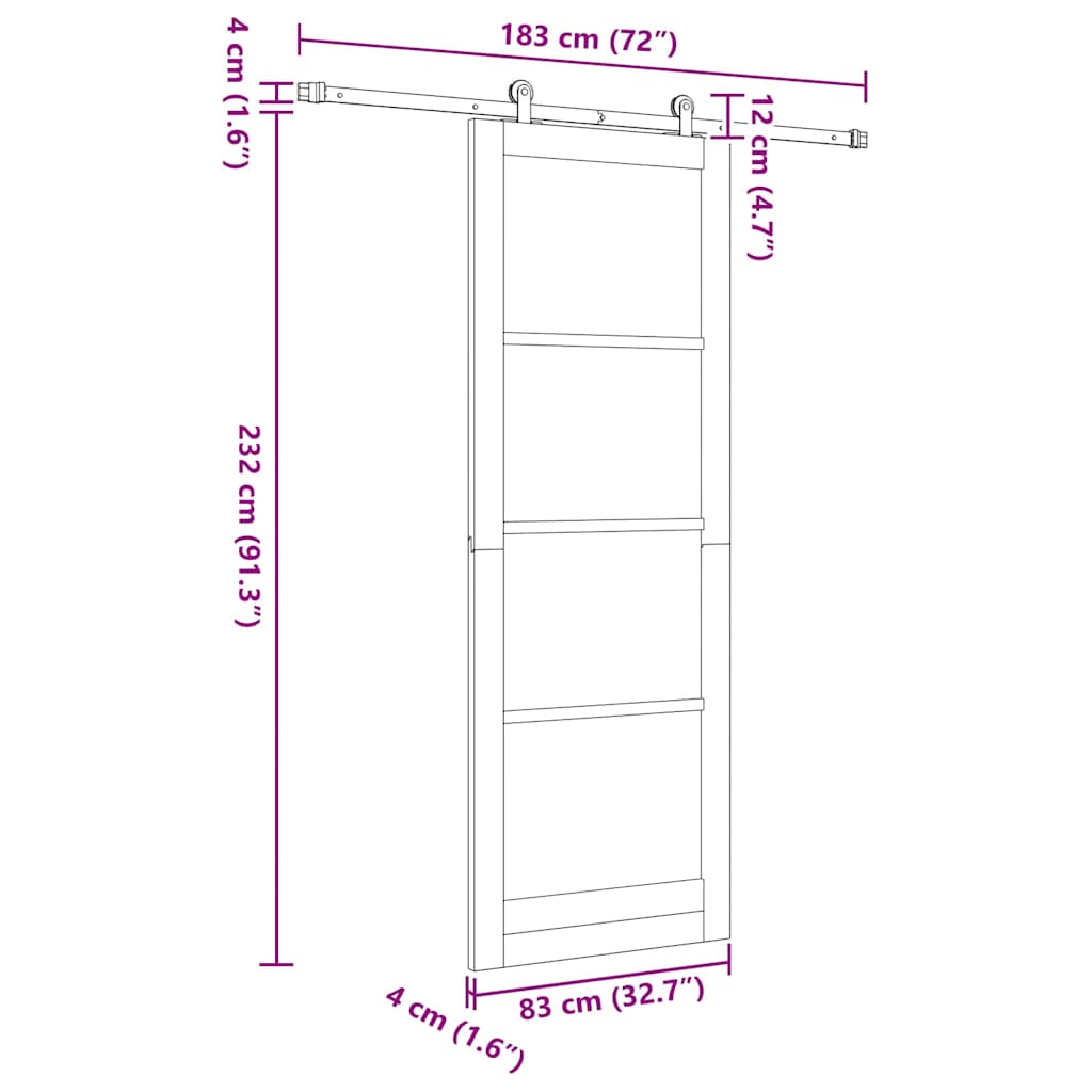 Ușă glisantă Maro 83 x 232 cm Lemn de pin masiv
