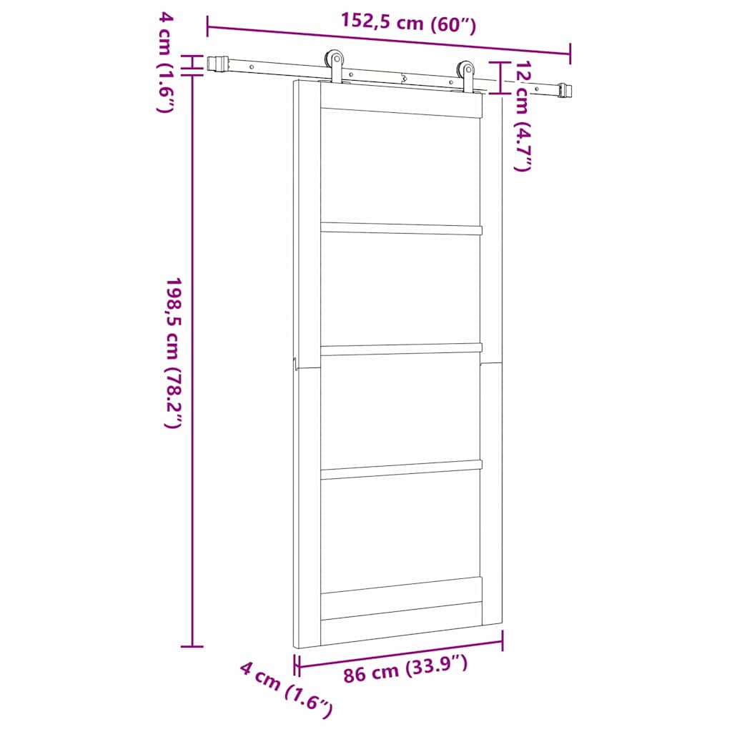Ușă glisantă ORKDAL Maro 86 x 198,5 cm Lemn de pin masiv