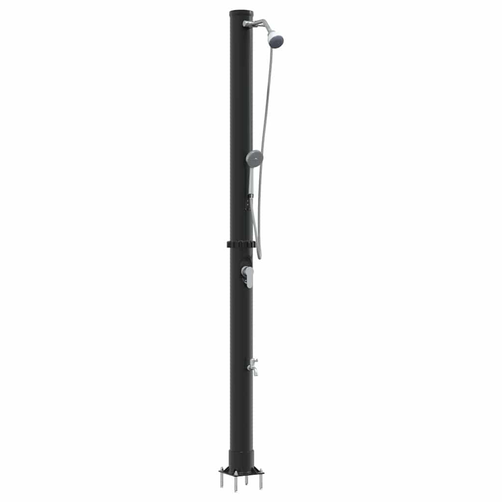 Duș Solar Extern Negru 217 cm PVC și Aluminiu