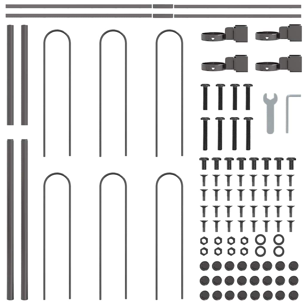 Gard de Grădină 8 pcs Gri 13,6 x 0,8 m Oțel acoperit cu pulbere