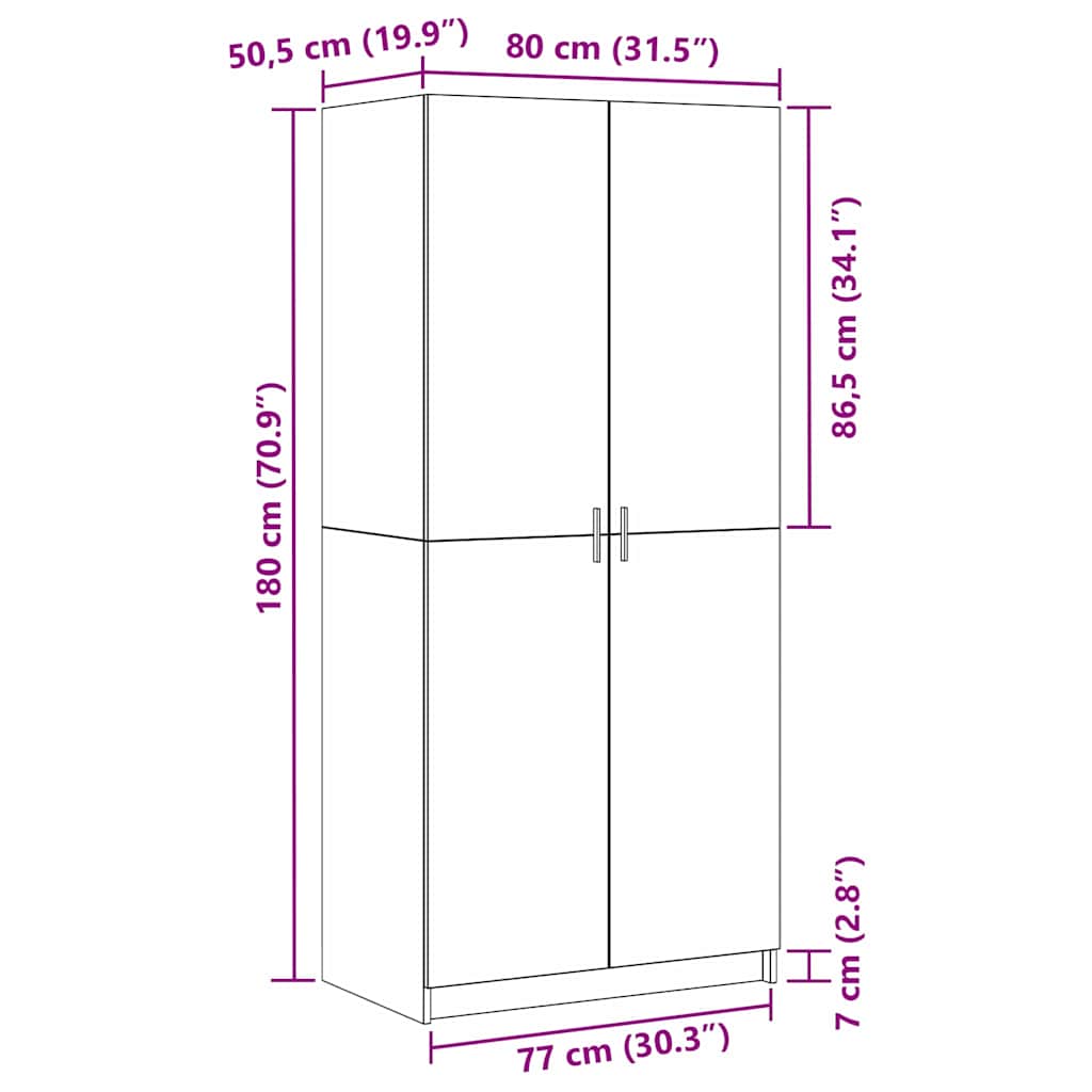 Dulap cu raft Stejar Negru 80 x 50,5 x 180 cm Lemn compozit