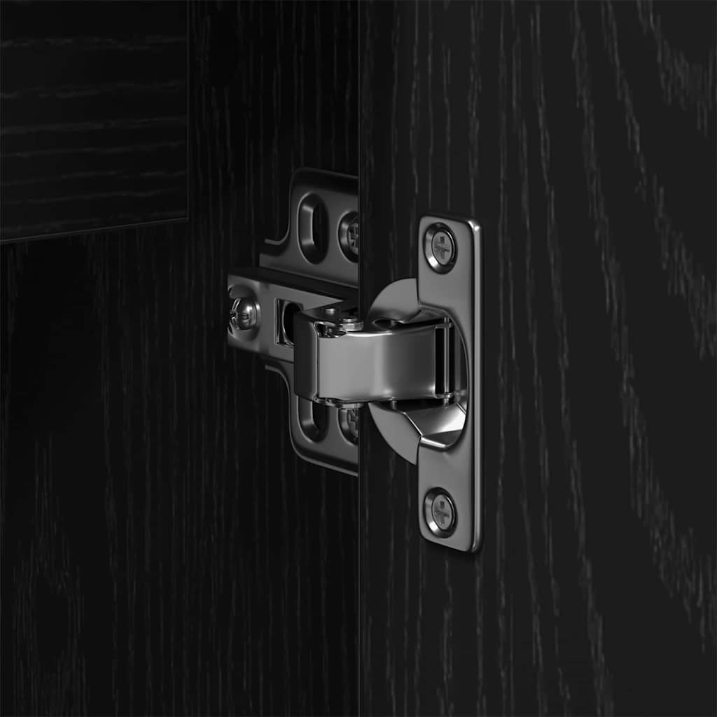 Set de mobilier pentru baie Pe perete 2 pcs Negru Lemn compozit