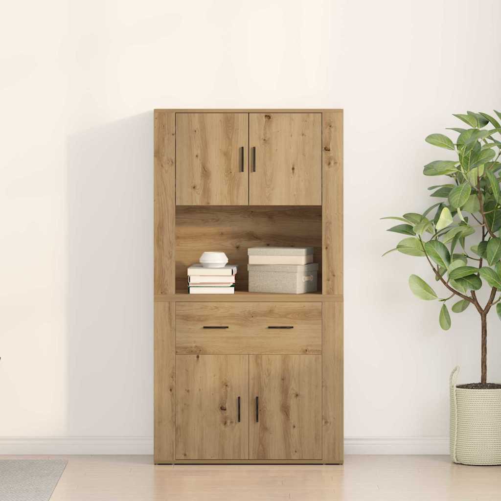 Highboard stejar artizanal 80 x 33 x 150 cm Lemn compozit