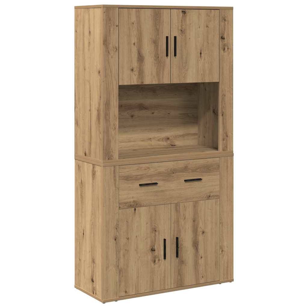 Highboard stejar artizanal 80 x 33 x 150 cm Lemn compozit