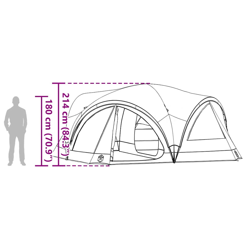 Cort de familie pentru 10 persoane cu acoperiș Verde și gri