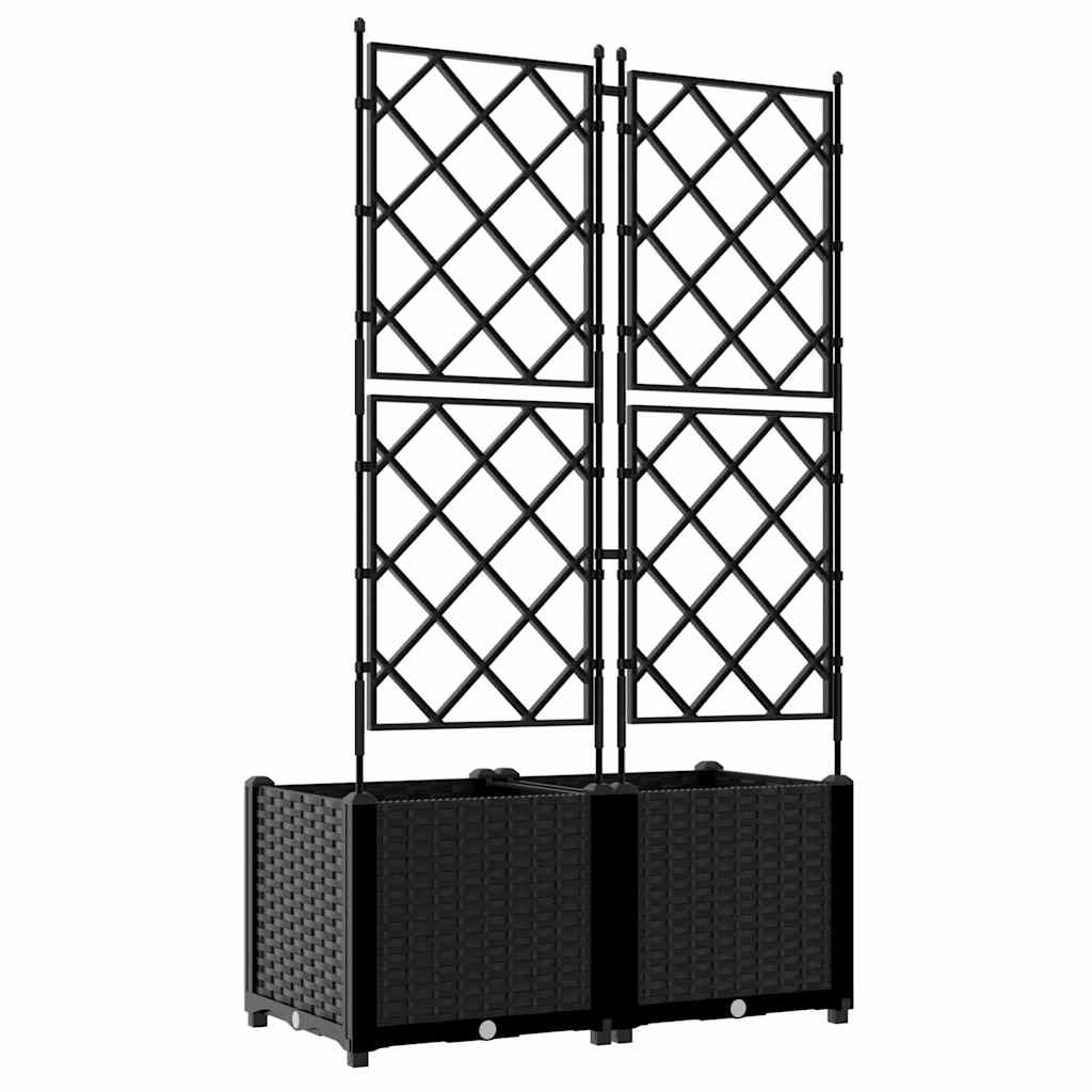 Vază pentru Grădină 2 pcs Negru 80 x 40 x 143 cm Oțel