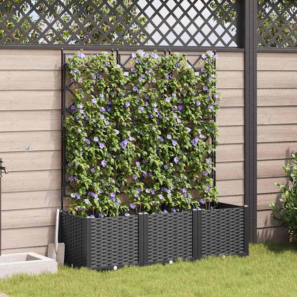 Vază pentru Grădină 3 pcs Negru 120 x 40 x 143 cm Oțel