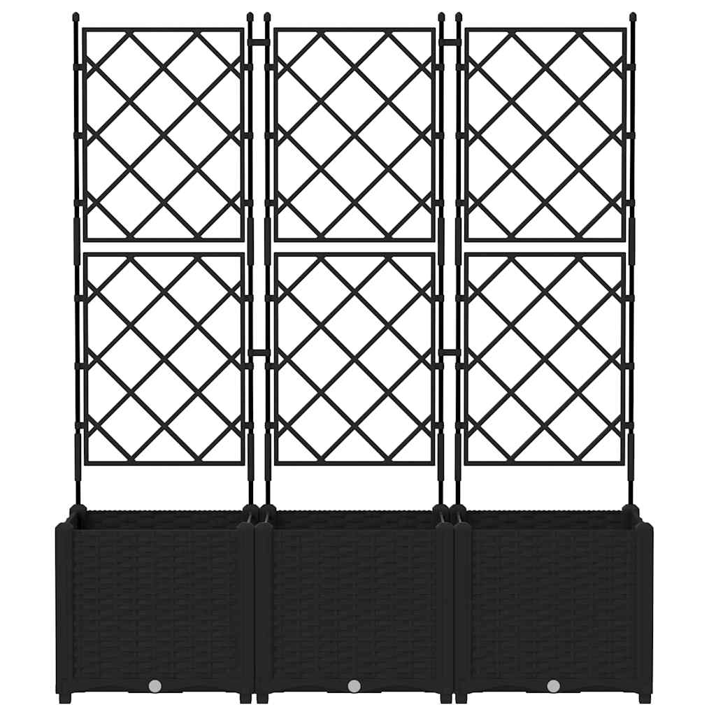 Vază pentru Grădină 3 pcs Negru 120 x 40 x 143 cm Oțel