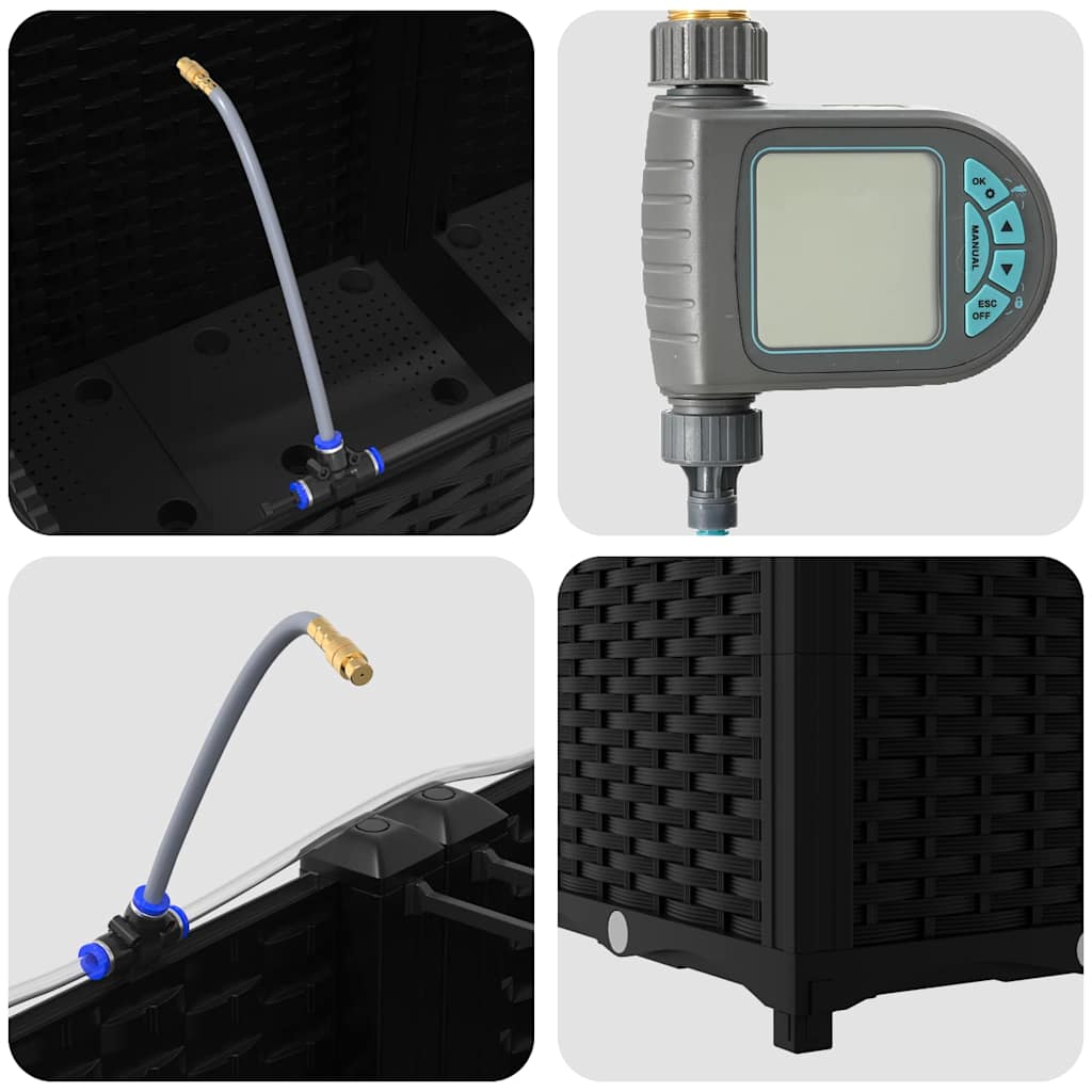 Vază pentru Grădină 2 pcs Negru Oțel