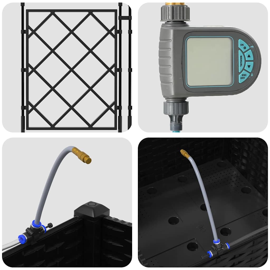 Vază pentru Grădină Negru 40 x 40 x 126 cm Oțel