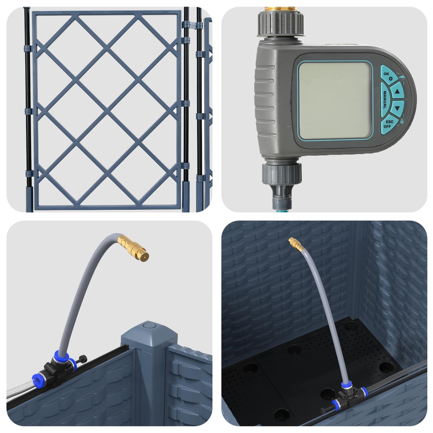 Vază pentru Grădină Gri 40 x 40 x 142 cm Plastic