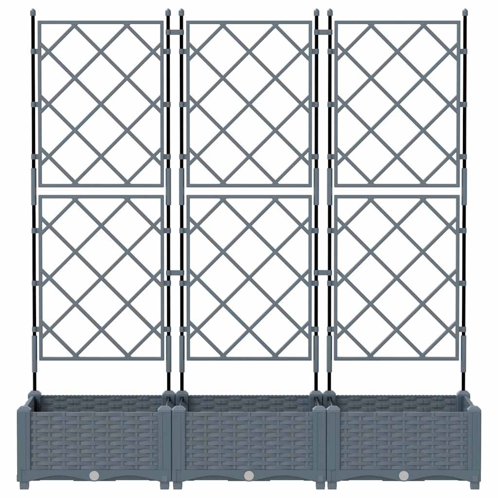 Vază pentru Grădină 3 pcs Gri Deschis 120 x 40 x 125,5 cm Oțel