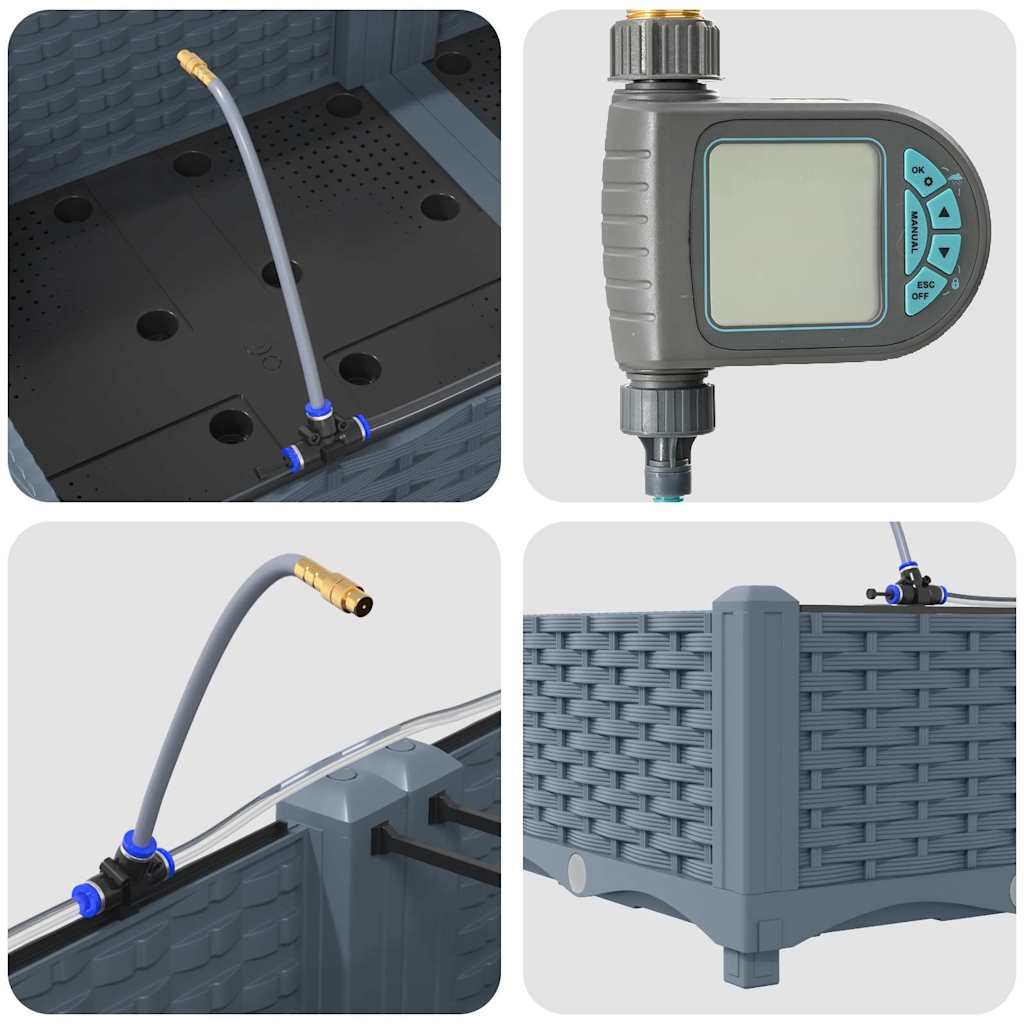 Vază pentru Grădină 4 pcs Gri Deschis Oțel