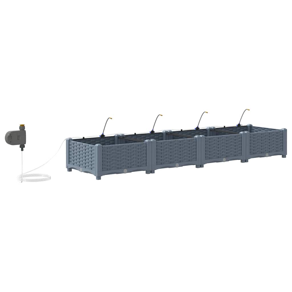 Vază pentru Grădină 4 pcs Gri Deschis Oțel