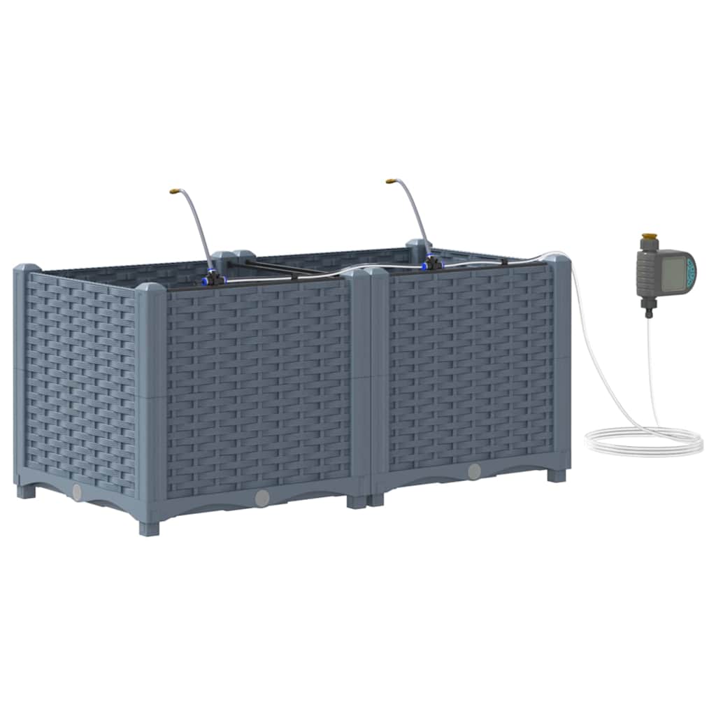 Vază pentru Grădină 2 pcs Gri Deschis Oțel