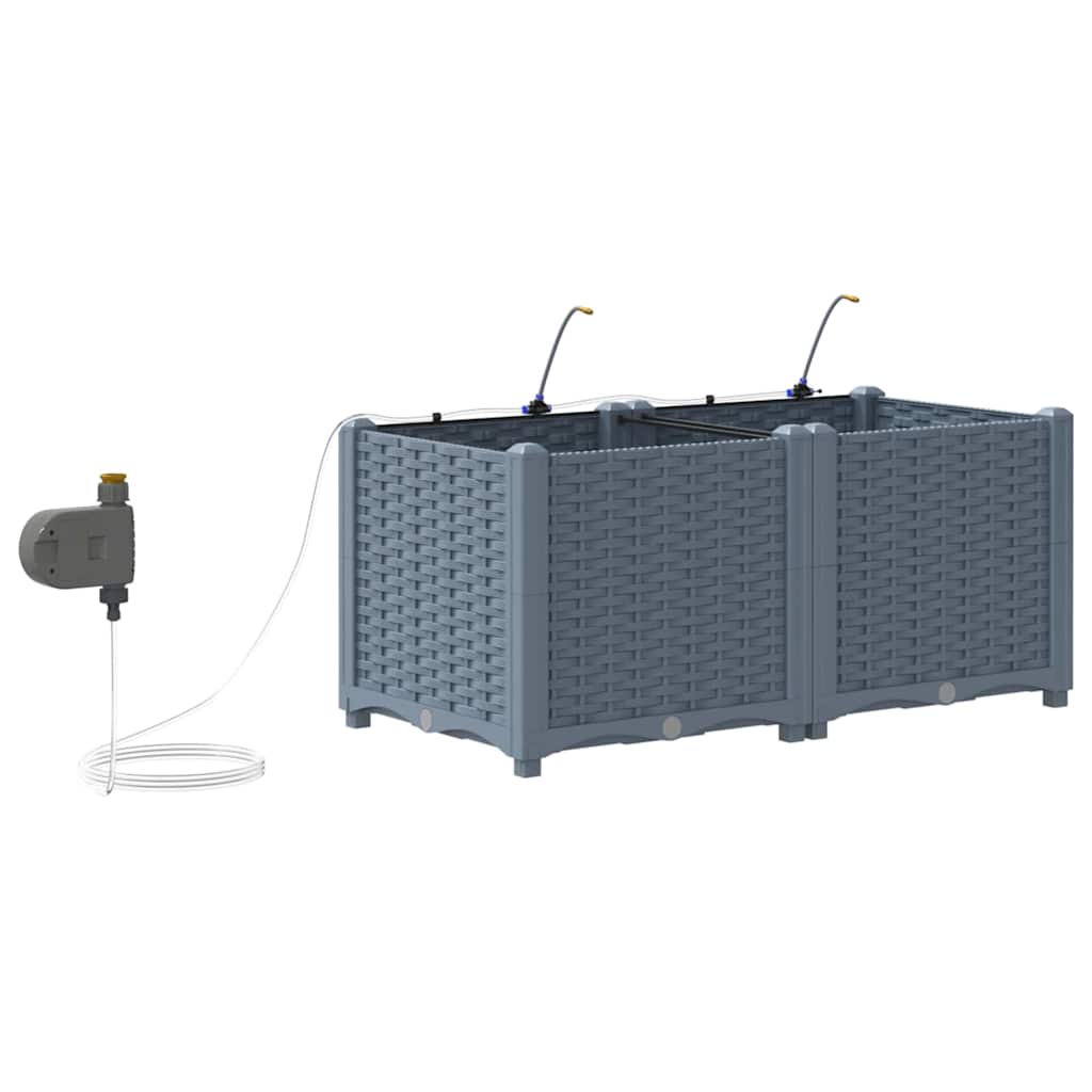 Vază pentru Grădină 2 pcs Gri Deschis Oțel