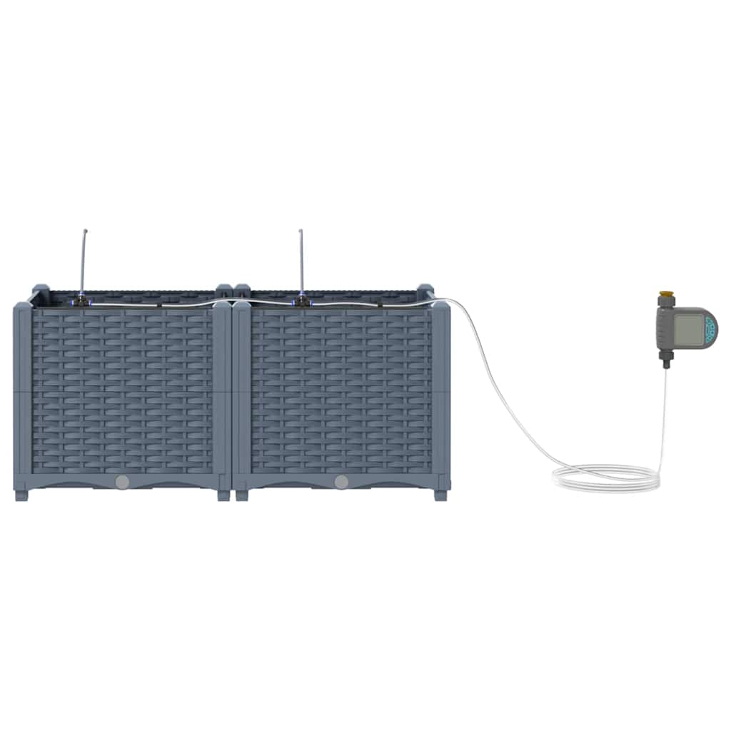 Vază pentru Grădină 2 pcs Gri Deschis Oțel