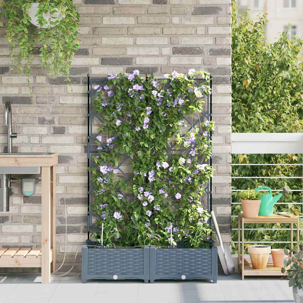 Vază pentru Grădină 2 pcs Gri Deschis Oțel