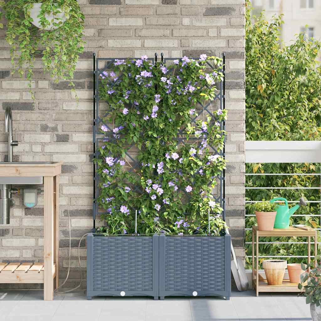 Vază pentru Grădină 2 pcs Gri Deschis Oțel