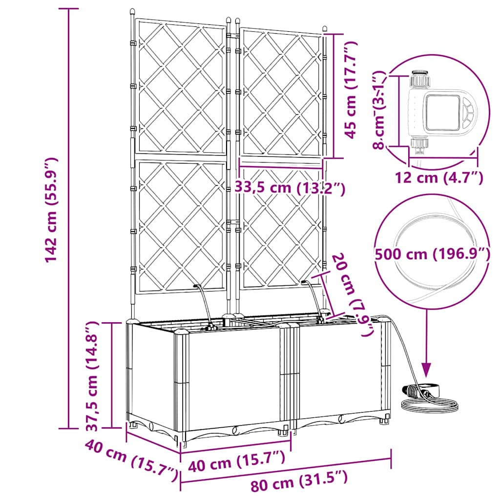 Vază pentru Grădină 2 pcs Gri Deschis Oțel