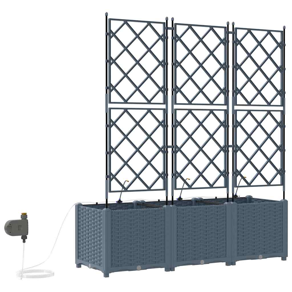 Vază pentru Grădină 3 pcs Gri Deschis Oțel