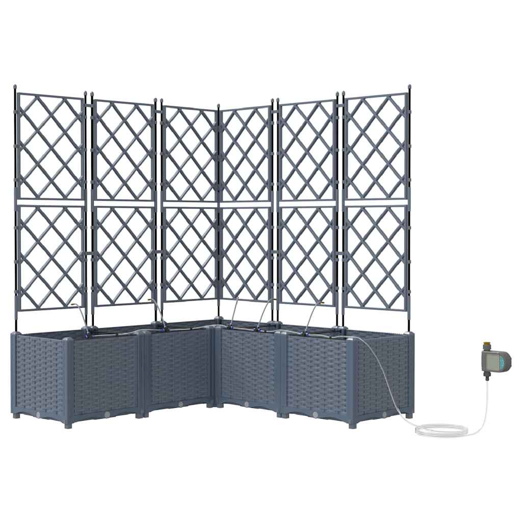 Vază pentru Grădină 5 pcs Gri Deschis Oțel