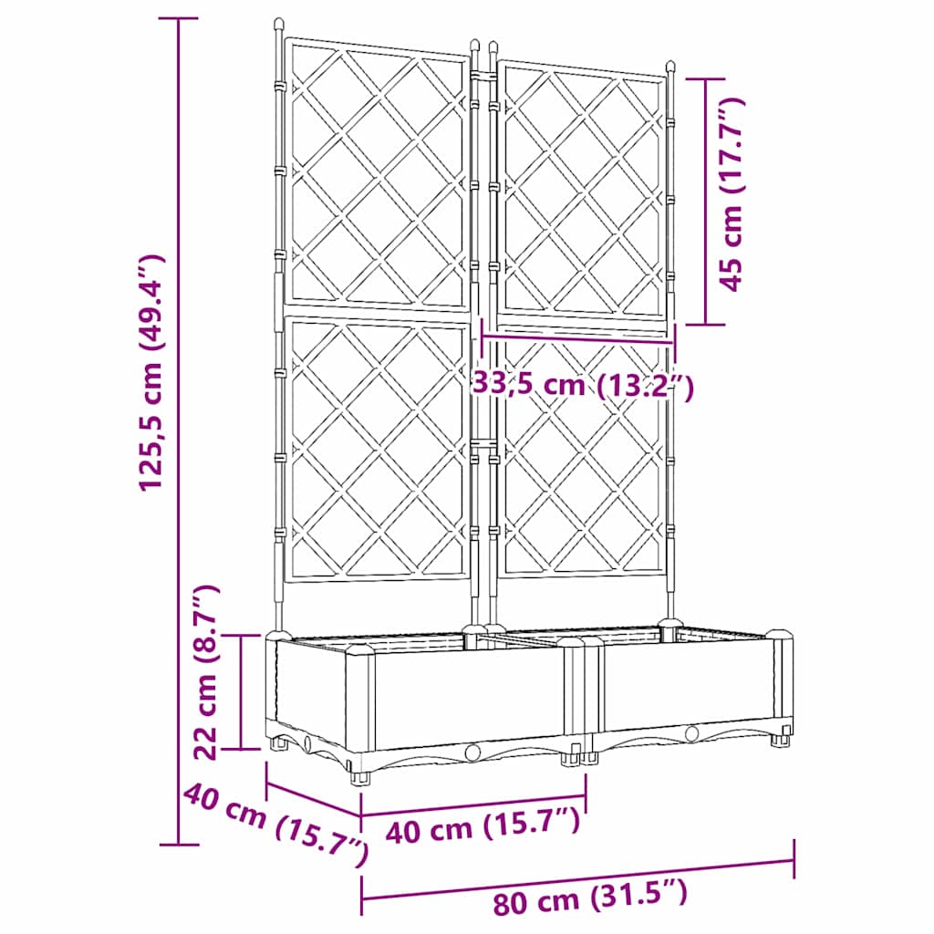 Vază pentru Grădină 2 pcs Alb 80 x 40 x 125,5 cm Oțel