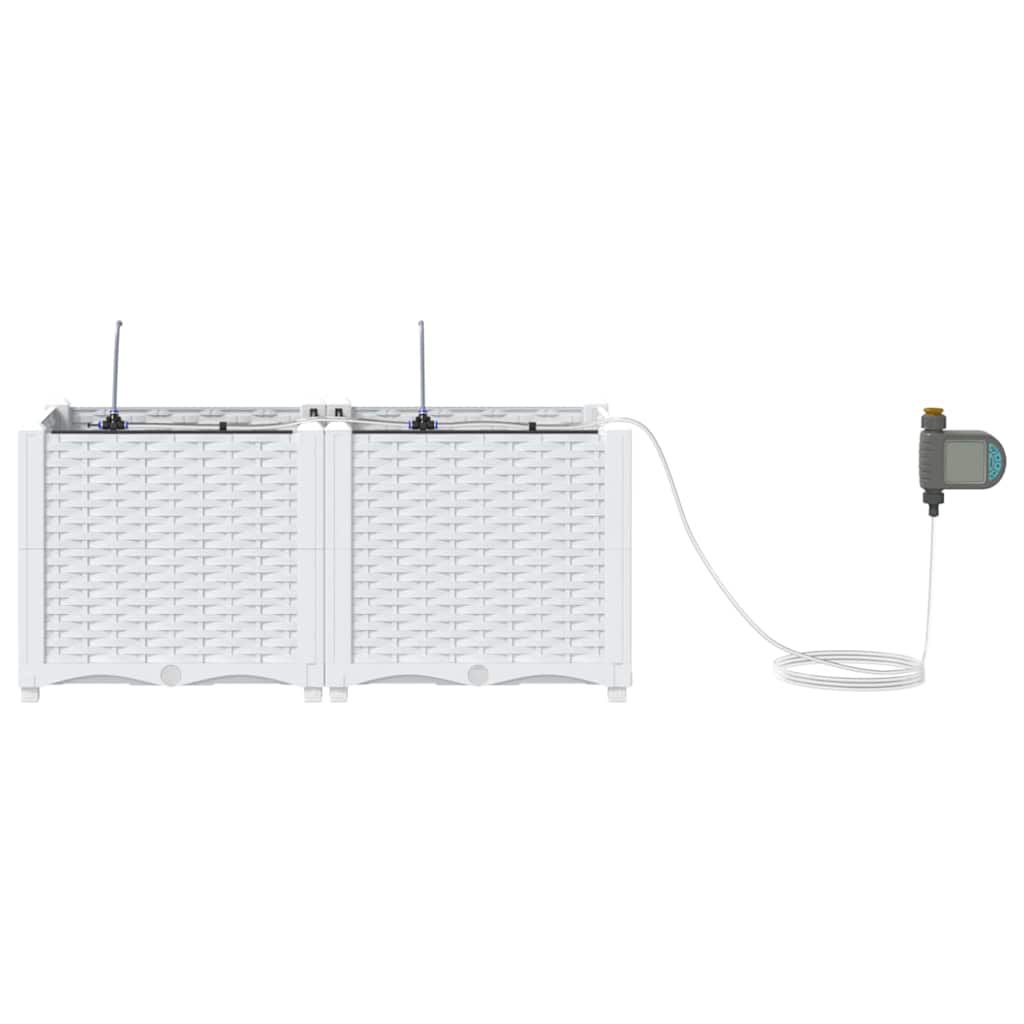 Vază pentru Grădină 2 pcs Alb Oțel