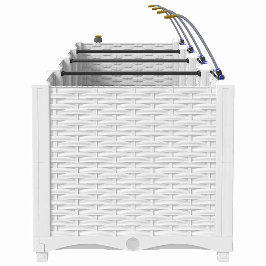 Vază pentru Grădină 4 pcs Alb Oțel