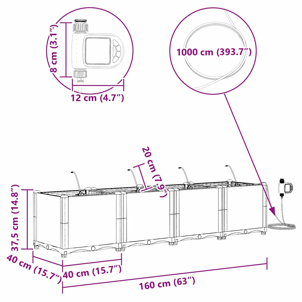 Vază pentru Grădină 4 pcs Alb Oțel