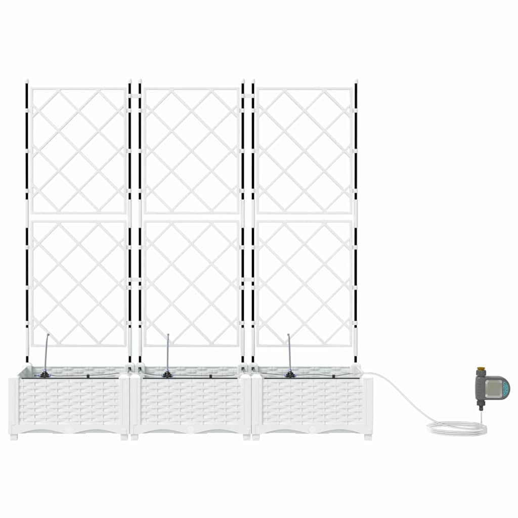 Vază pentru Grădină 3 pcs Alb Oțel