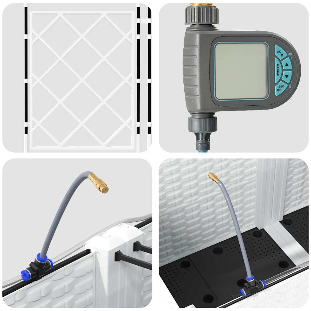 Vază pentru Grădină 3 pcs Alb Oțel