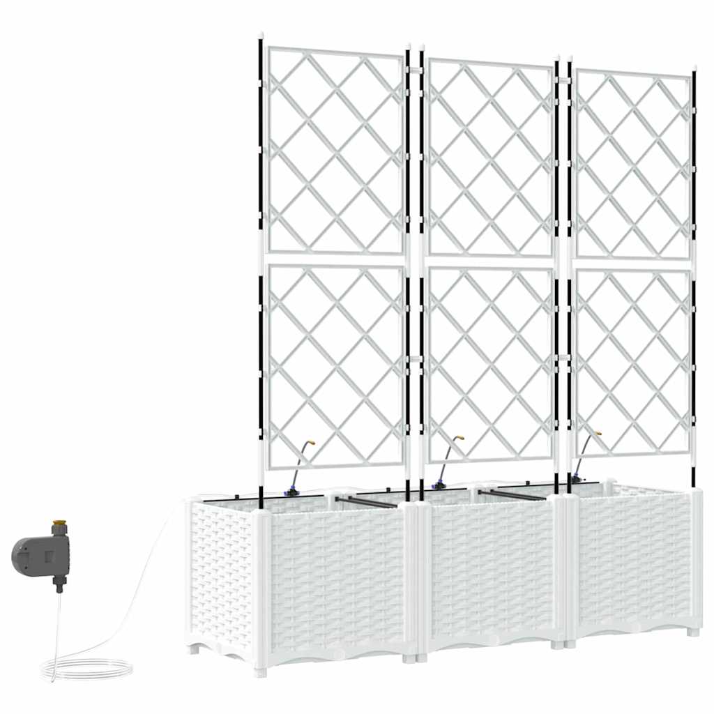 Vază pentru Grădină 3 pcs Alb Oțel