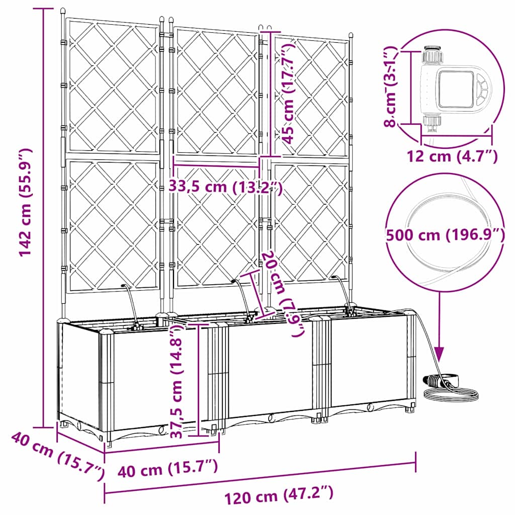 Vază pentru Grădină 3 pcs Alb Oțel