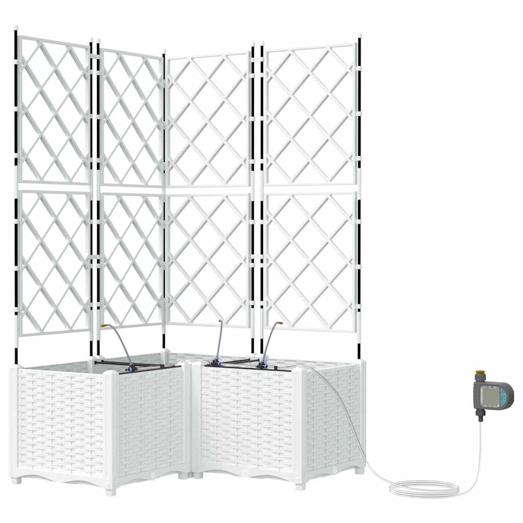 Vază pentru Grădină 3 pcs Alb Oțel