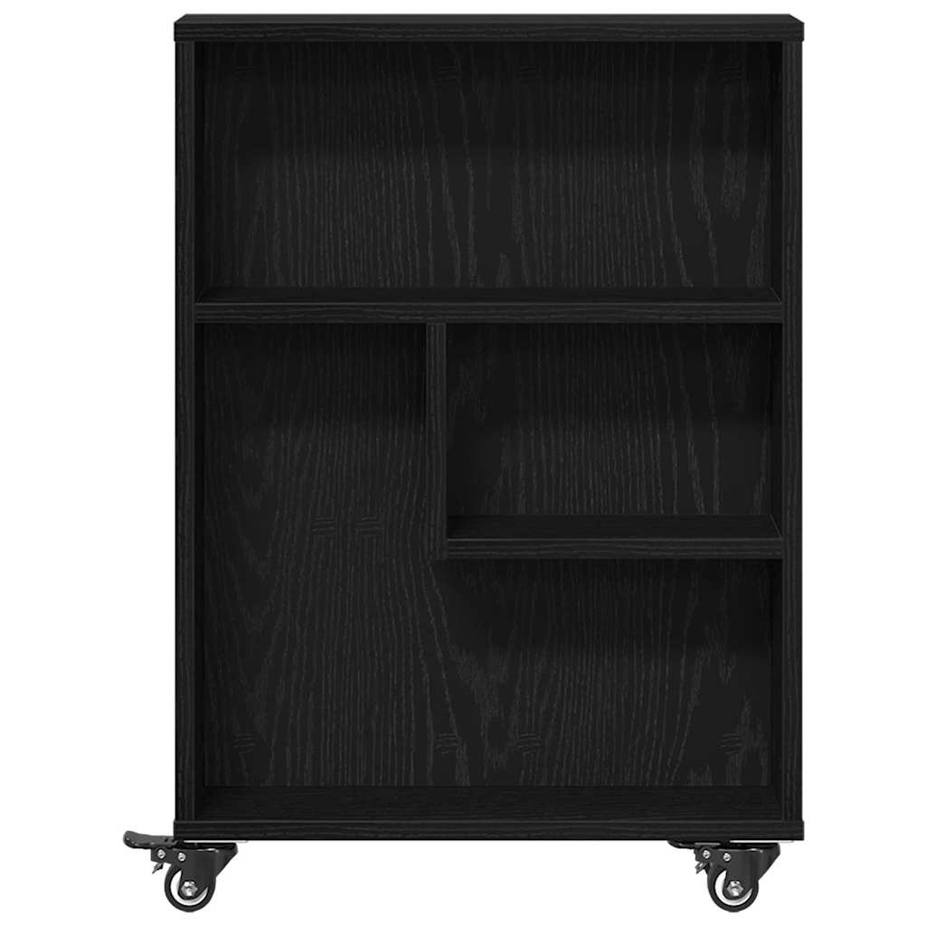 Trolley pentru Depozitare Îngust Stejar Negru 48 x 13 x 68 cm