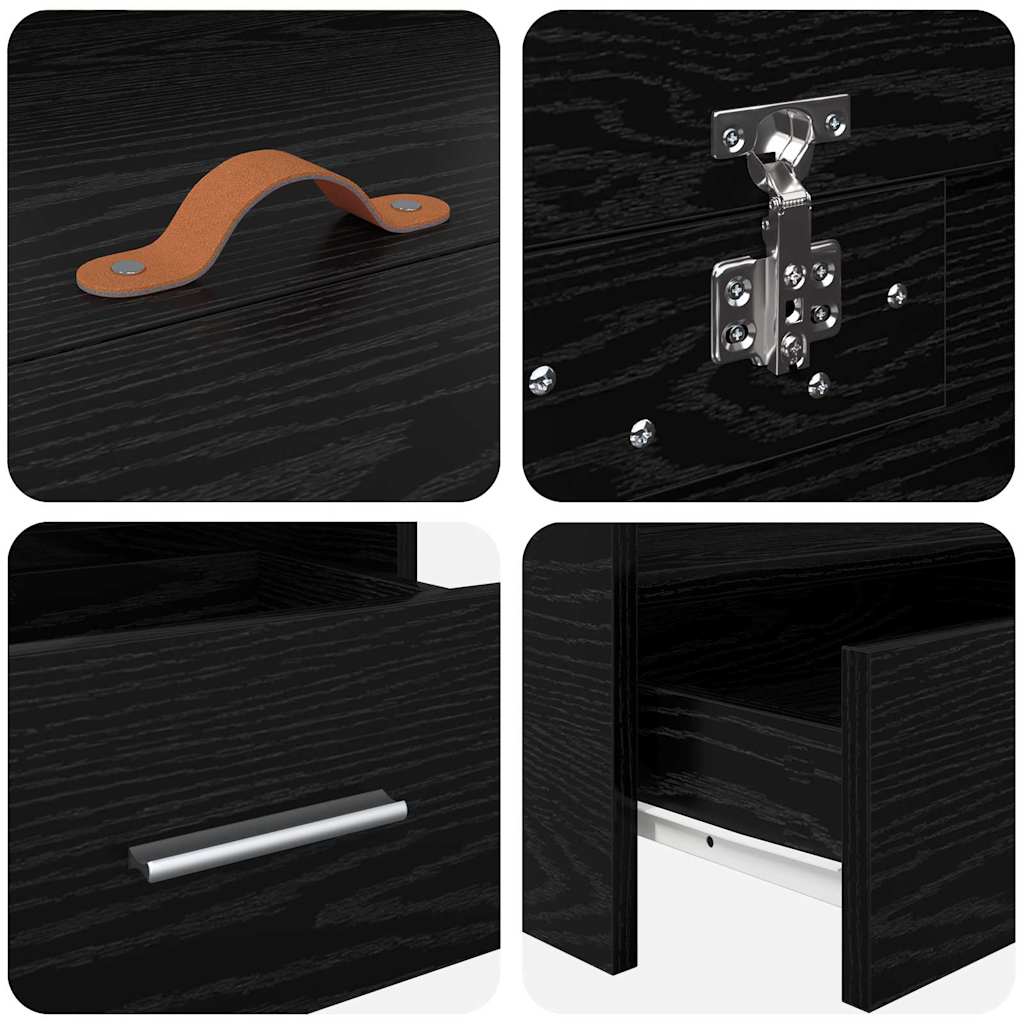 Cadru de pat cu sertar Stejar Negru 80 x 200 cm Lemn compozit